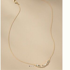 Anthropologie 14KT Gold Plated October Birthstone Opal Bar Necklace NEW
